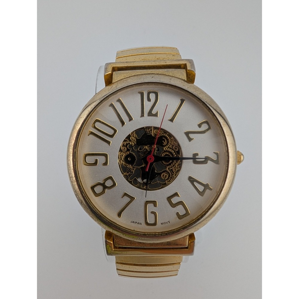 Vtg Gloria Vanderbilt Watch Prism Crystal Skeleton Dial Stretch Band New Battery